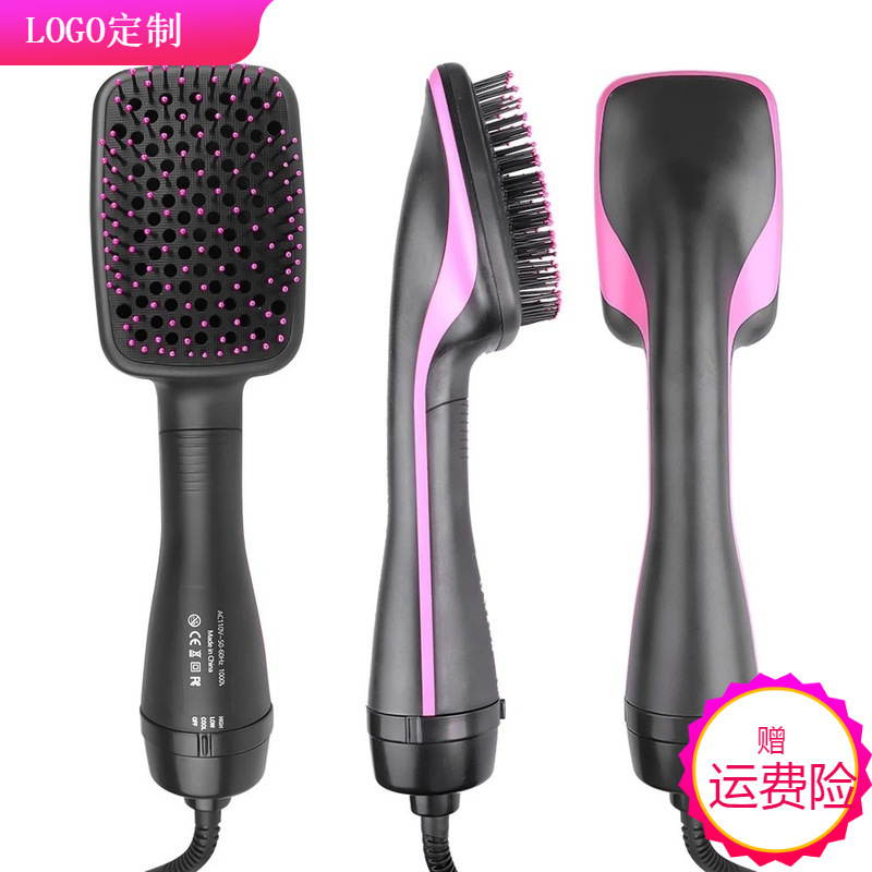 Square Comb Amazon 2-in-1 Hot Air Comb Multifunctional Hair Dryer Cross-Border Hot Selling Wet and Dry Lazy Curling Iron