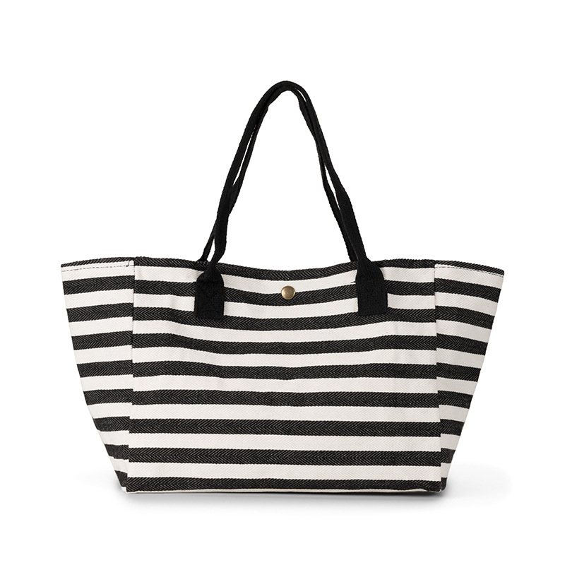 2024 Striped Commuting Tote Mommy Canvas Bag Women's Bag Large Capacity New Handbag Shoulder Large Capacity Yg