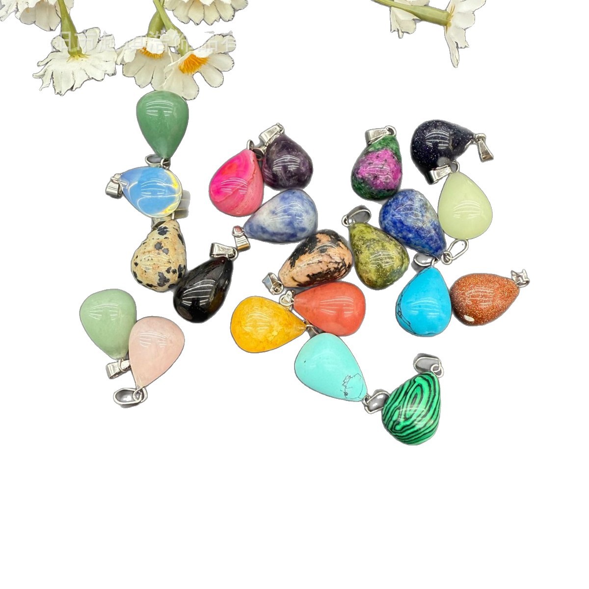 13*18mm Round Water Drop Natural Amethyst Tiger Eye Stone DIY Earrings Pendant Necklace Accessories Pink Crystal