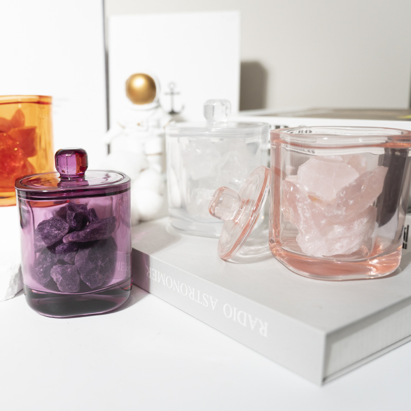 Fireless Aromatherapy Diffuser Stone Colored Glass Jar Crystal Rough Stone Ornaments Glass Cup Fragrance Cup Souvenir