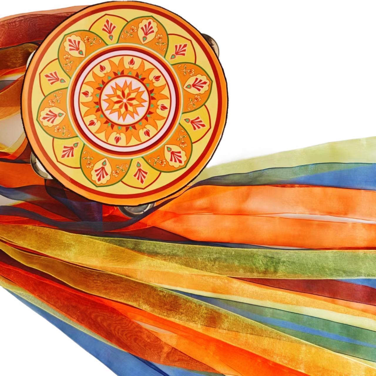 Dunhuang Dance Instrument, Flying Tambourine, Xinjiang Uyghur Tambourine, Han Dynasty Hand-Held Photo Drum, Ribbon Drum, Tang Drum