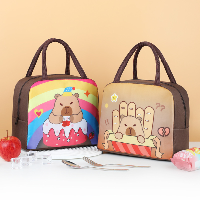 New cartoon capybara pattern lunch bag factory direct sale children lunch bag wholesale portable lunch box insulation bag