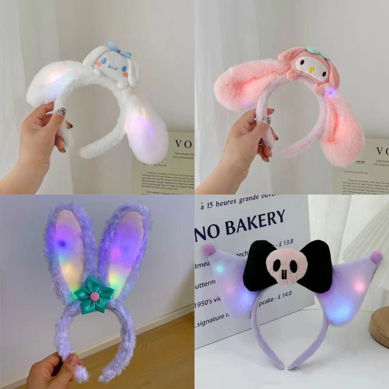 Новый плюшевый ободок с мигающим светом, мультяшные аксессуары для детей