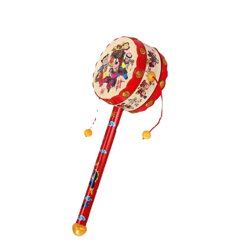 Chinese-Style Children's Plastic Rattle Drum, Small Hand Drum for Infants and Toddlers, Traditional Toy Wholesale, Early Education and Intellectual Development