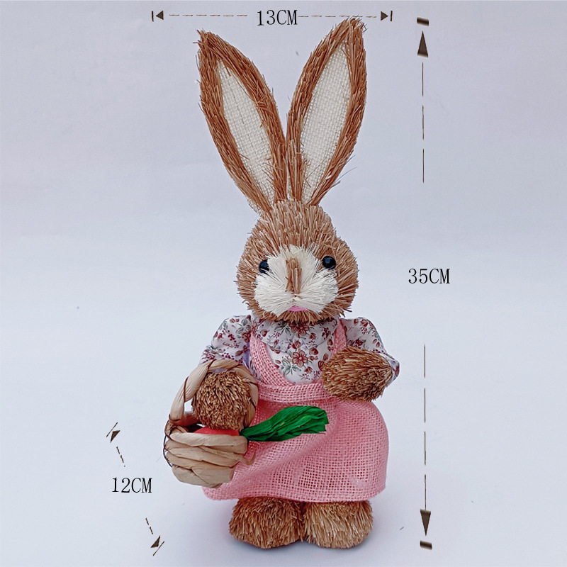 Directly from the Manufacturer, 35cm Small Cross-Border Scenic Area Reed Woven Rabbit Christmas Ornaments Handmade Intangible Cultural Heritage Gifts