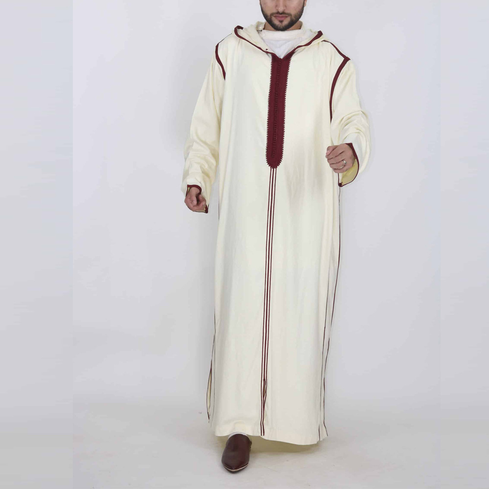 2023 Cross-Border New Aliexpress Amazon Arabic Long Men's Hooded Shirt Muslim Robe