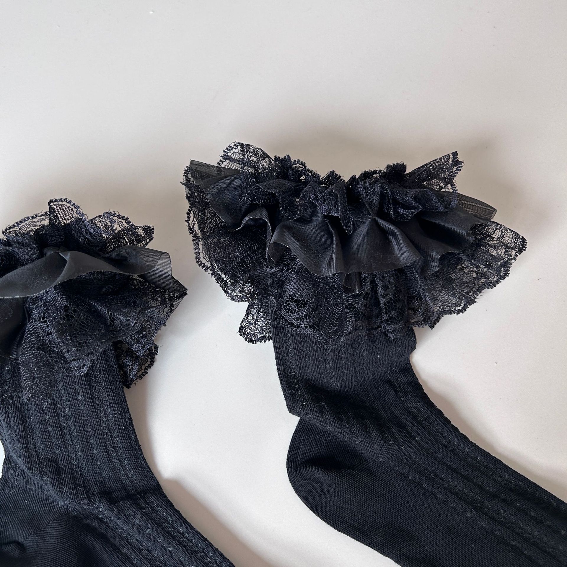 Lady Cute Three-layer Lace Lace Socks Japanese Style Cuff Lace Cake Mesh Socks Lolita Leg Cover