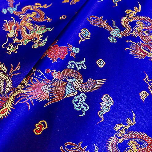 Chinese Style Factory Direct Sales Dragon and Phoenix Flower Brocade Clothing Fabric Tang Suit Bridal Costume Ancient Costume Cheongsam Satin Fabric