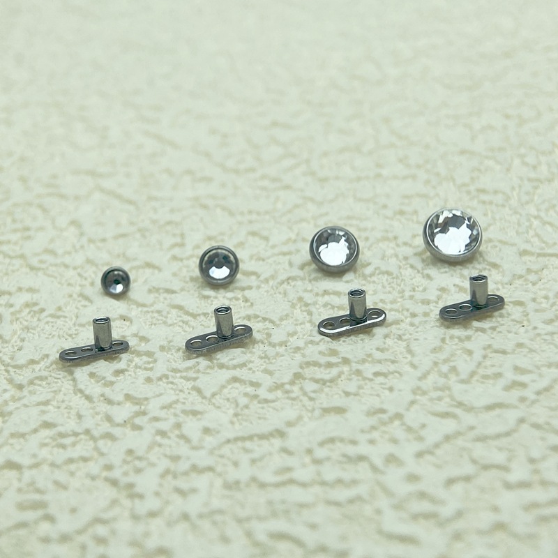 Stainless Steel Buried Nail Head Flats Bottom Diamond Jewelry 1.2mm Threaded Skin Planting Piercing Jewelry Accessories 3-6mm Spot Wholesale