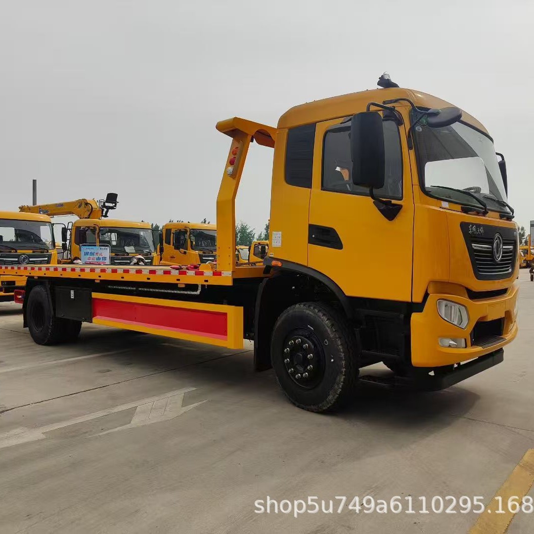 Dongfeng Tianjin 10-Ton Flatbed Tow Truck, Multifunctional One-To-Two Tow Truck, Blue Plate Tow Truck with Multiple Options