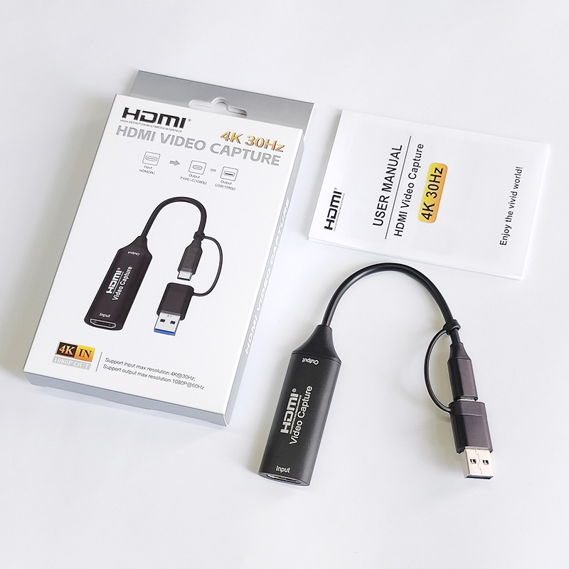 Factory Direct Sales USB Double-Head to Hdtv Video Capture Card Type-C Usb2.0 Two-In-One High-Definition 4K Game