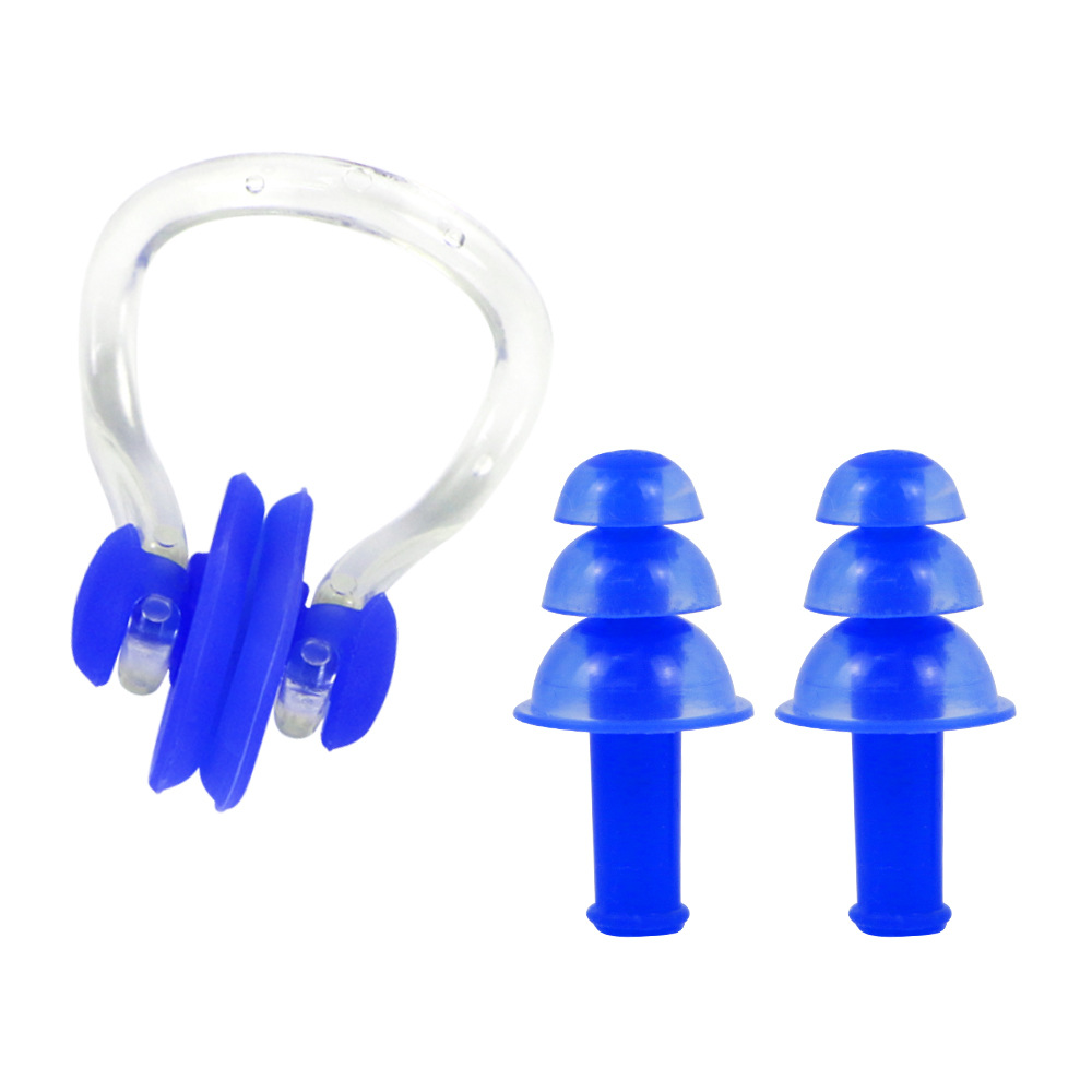 Factory wholesale earplug nose clip silicone box nose clip earplug set swimming equipment supplies children adult waterproof