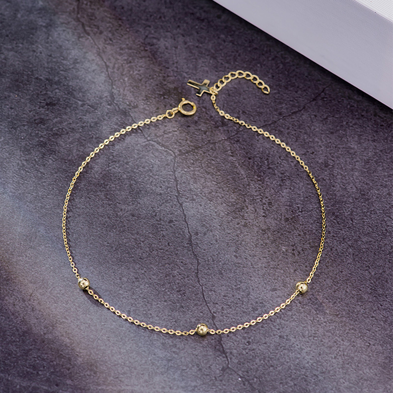 Браслет из 14K золота, женский, простой, с золотыми шариками, универсальный, новый, ювелирные изделия 40322