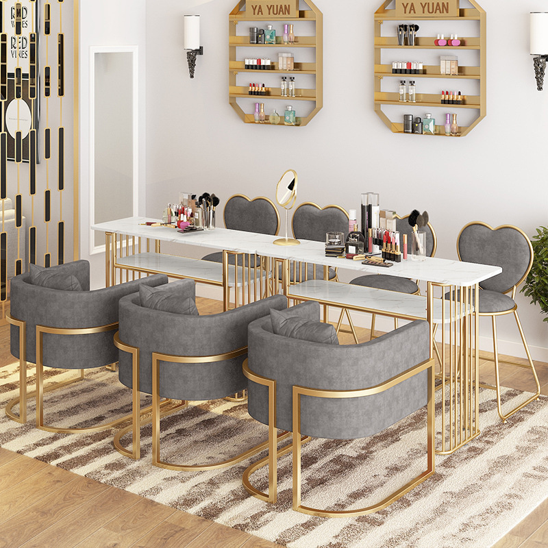 Nordic Internet Celebrity Marble Nail Salon Shop Decoration Table and Chair Set Single and Double Manicure Table Manicure Table Simple and Modern