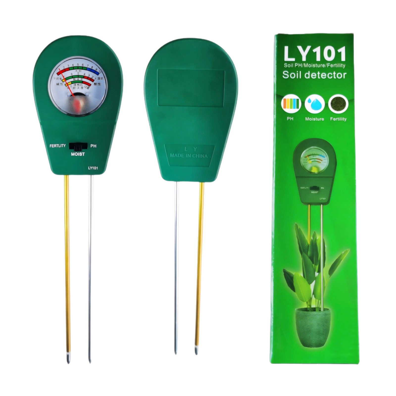 Directly Supplied from the Manufacturer, Ph Value Soil Moisture Detector, Fertility, Acidity and Alkalinity Flower Pot Tester, Three-In-One Moisture Meter