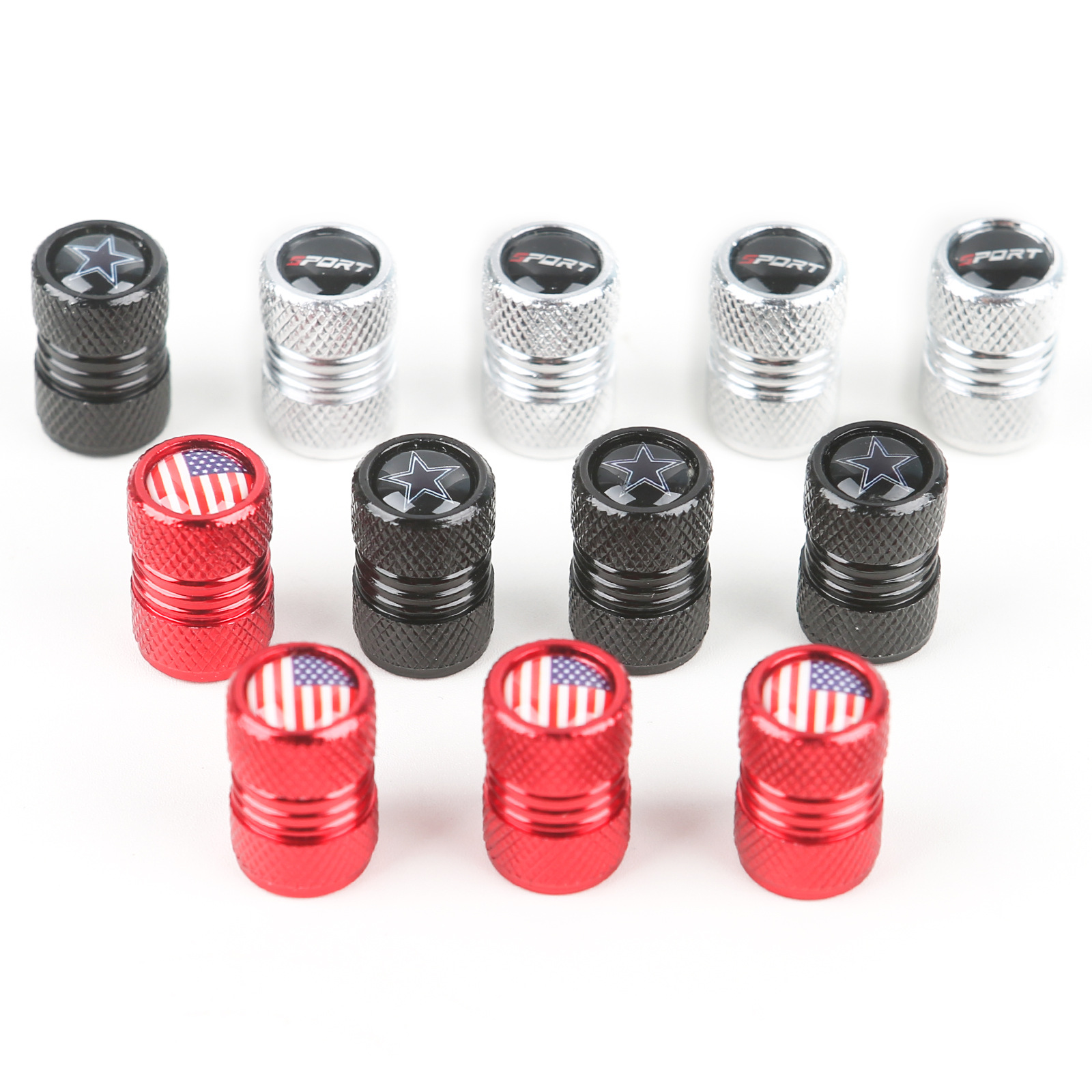 Cross-border round flower groove General Motors dustproof aluminum alloy tire valve cap flower groove with logo valve