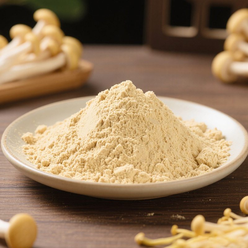 Pure Enoki Mushroom Powder Is Ground into Powder Enoki Mushroom Powder and Sterilized at High Temperature