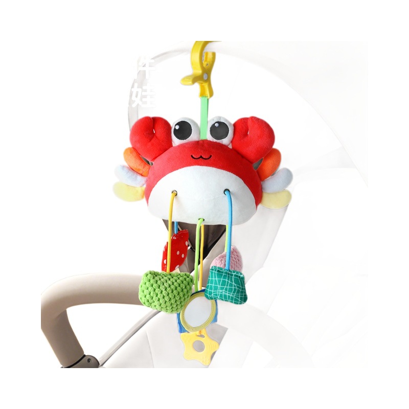 Newborn Baby Stroller Pendant Crab Pull-Up Pendant Toy Soothing Bed Bell Pacifier Teether 0-6 Months