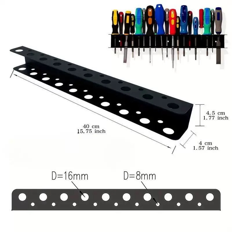 Hardware Tool Storage Rack Iron Wall-Mounted Screwdriver Pliers Rack Lightweight Design Multi-Hole Screwdriver Display Rack