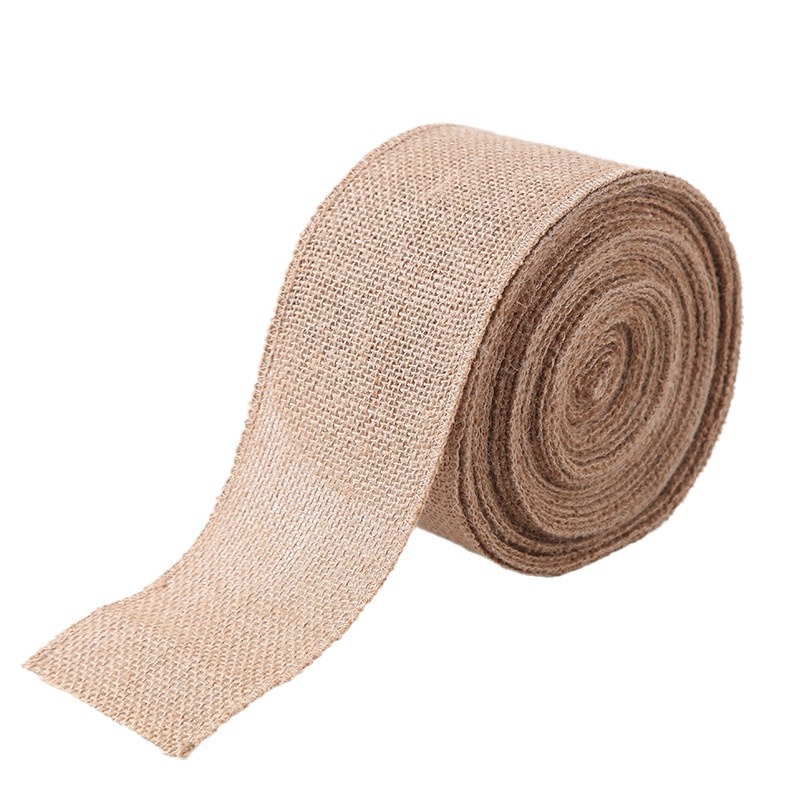Burlap Rolled Linen Webbing Jute Cloth Strip Jute Fabric Christmas Wedding Table Flag Chair Back Linen Roll