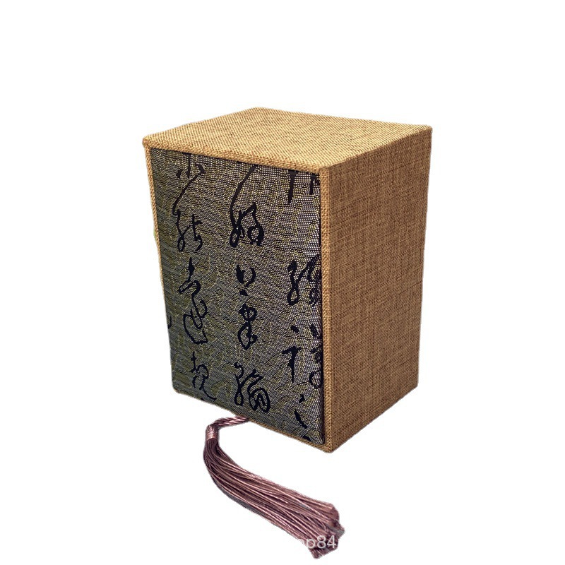 Tassel Handle Box Jewelry Toy Walnut Box Fitness Handball Health Ball Seal Linen Jewelry Packaging Box