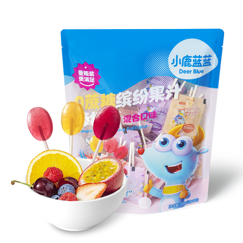 Little Deer Colorful Mixed Fruit Juice Lollipops 0 Sugar Children's Creative Fruit Candy Snacks 210g