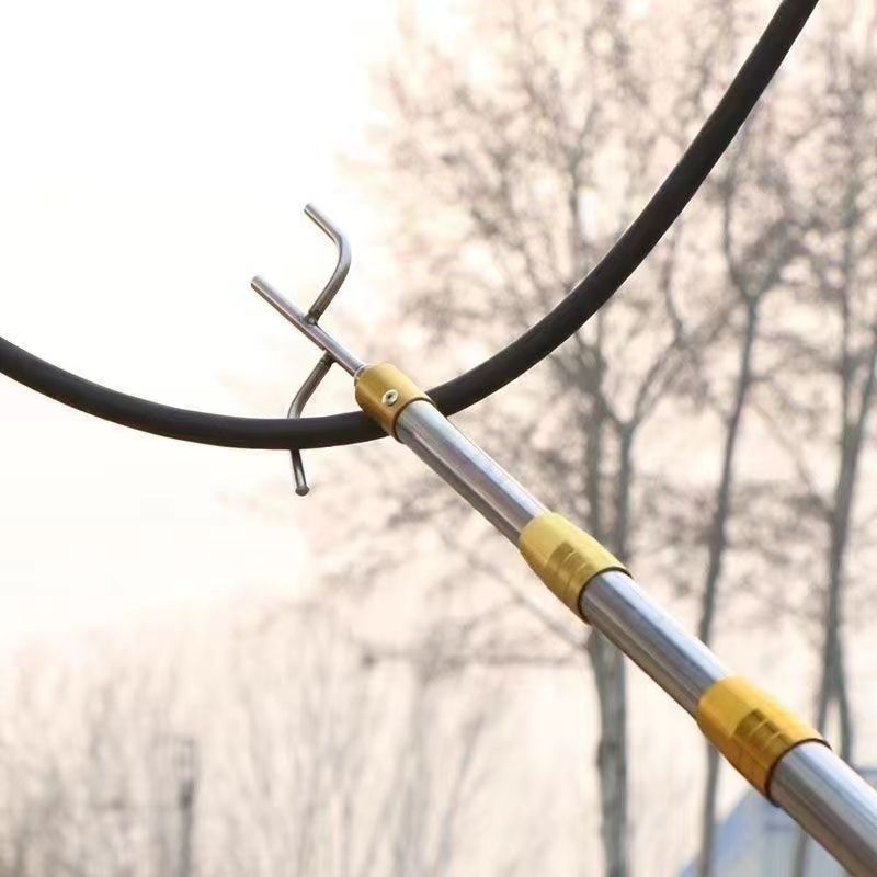 Stainless Steel Telescopic Pitch Rod Thickened Bumper Hook High Altitude Pickup Hook Clothes-drying Rod Telescopic Mesh-copying Rod