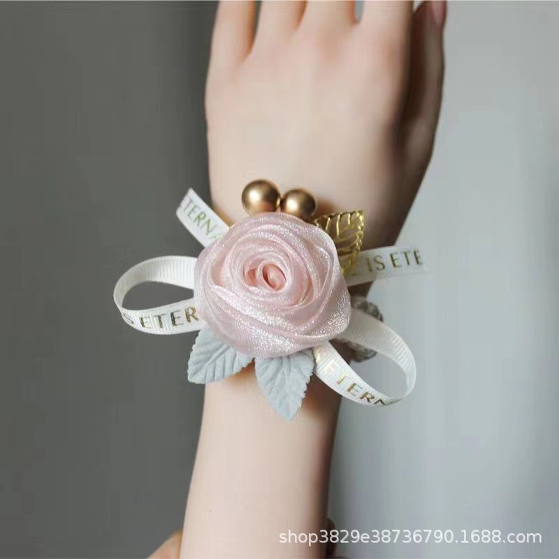 Bridesmaid wrist flower bride sisters hand flower high-grade wedding Mori Super fairy Korean pearl bracelet wedding dress