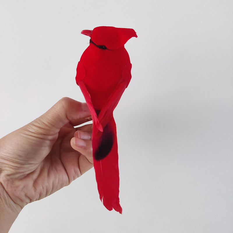 14cm Cardinal Bird Christmas Red Bird Foam Bird Artificial Bird Christmas Decoration Christmas Tree Longdie Crafts