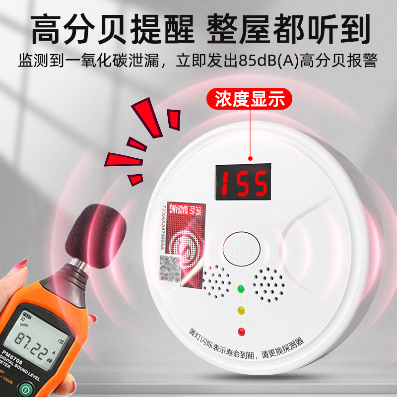 Carbon Monoxide Alarm for Home Indoor Heating, Honeycomb Coal Co Leak Detector, Gas and Soot Detector