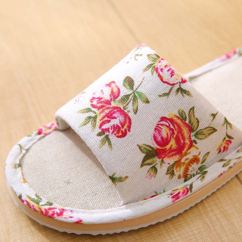 Summer Linen Slippers for Women Pastoral Guest Slippers for Home Indoor Foam Bottom Couple Linen Women's Travel Cotton and Linen Slippers