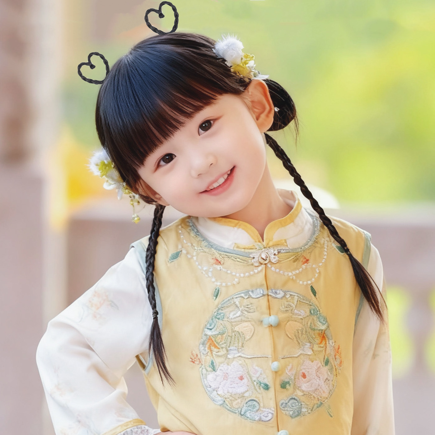 Manufacturer's Ready-Made Children's Wig Female Artificial Hair Love Braid Headdress Ancient Costume Hanfu Braided Hairpin Wholesale