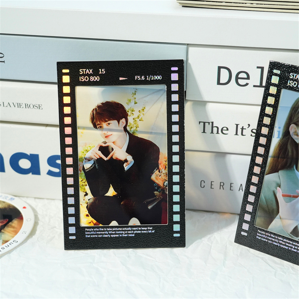 3inch Ins Xiaohongshu Light and Shadow Reversal Film Colorful Film Star Chasing Photo Reversal Film Frame Black Frame with Adhesive Backing