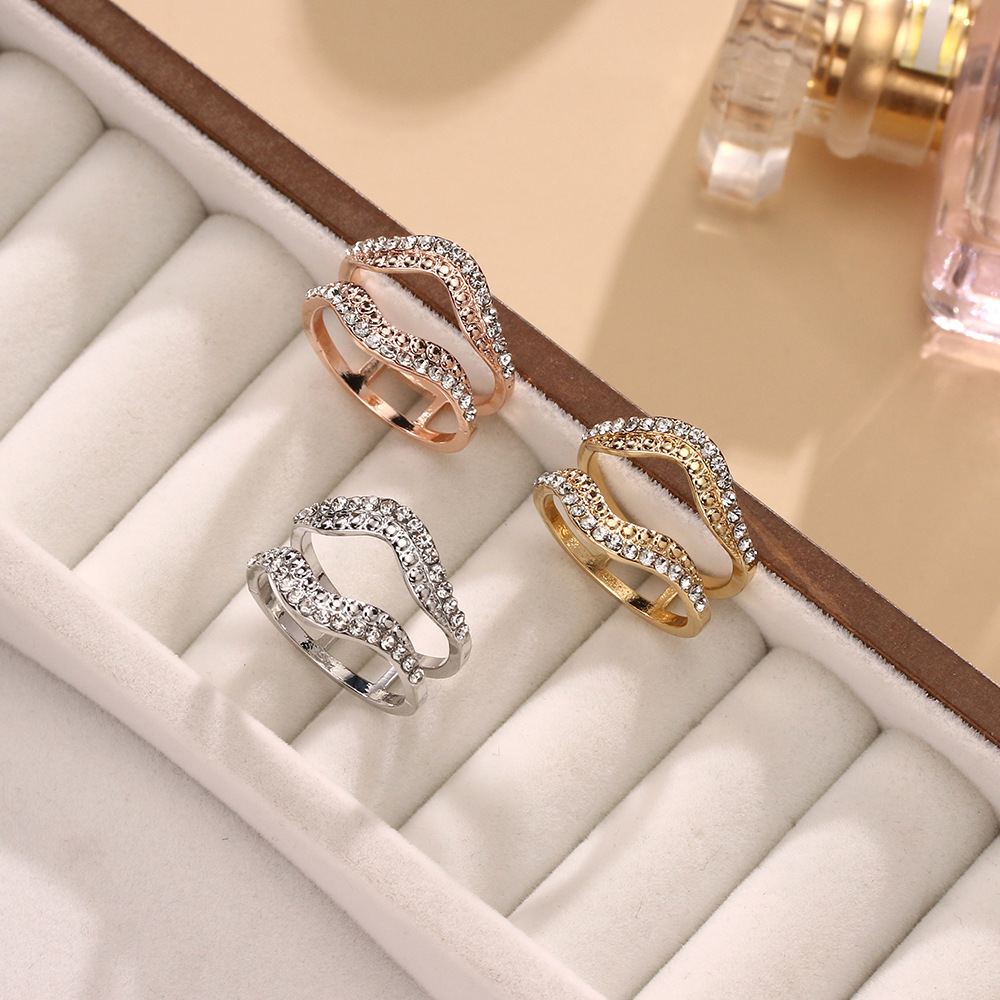 New Silk Scarf Buckle Light Luxury Open Ring V-Shaped Stackable Ring for Women Simple Versatile Tiktok Live Foreign Trade Cross-Border