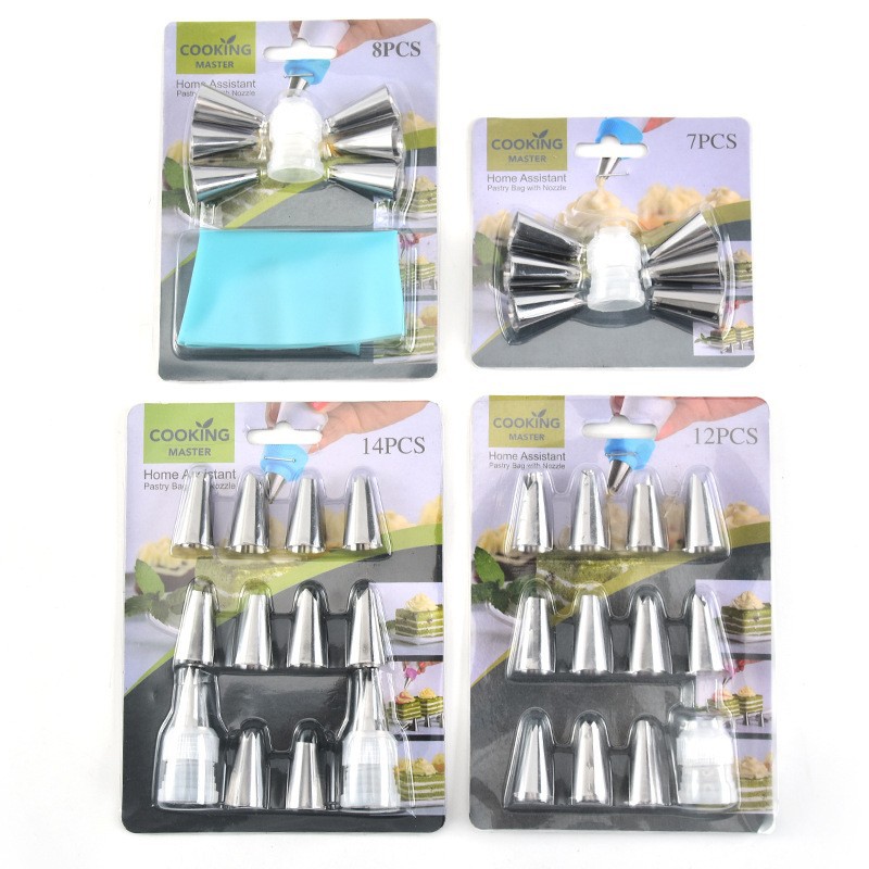 Stainless steel pastry nozzle full set thickened pastry bag cake cream baking auxiliary tools suit 8/12 pieces suit