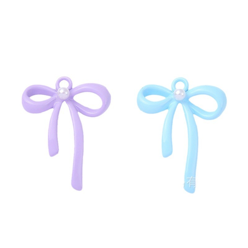 Summer Colorful Macaron Earrings Keychain Jewelry Accessories Alloy Paint Bow Pearl Pendant