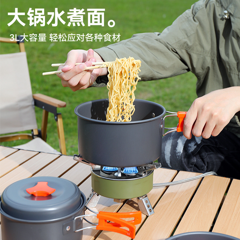 Outdoor Camping Picnic Equipment Full Set Camping Pot Cooking Kettle Set Pot Hanging Pot Camping Cookware Supplies