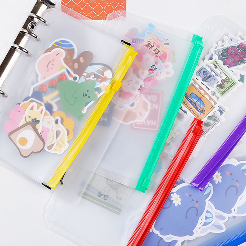 A5A6A7B5A4 This Book 6-Hole Loose-Leaf Notebook Zipper Bag Bill Notebook Pvc Storage Bag Clip Chain Pencil Bag