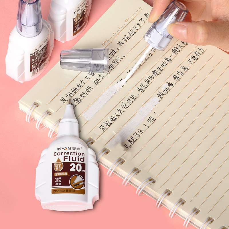 Yingyuan correction fluid students use fast dry large capacity office stationery xiaoziling brush dual-purpose correction fluid wholesale