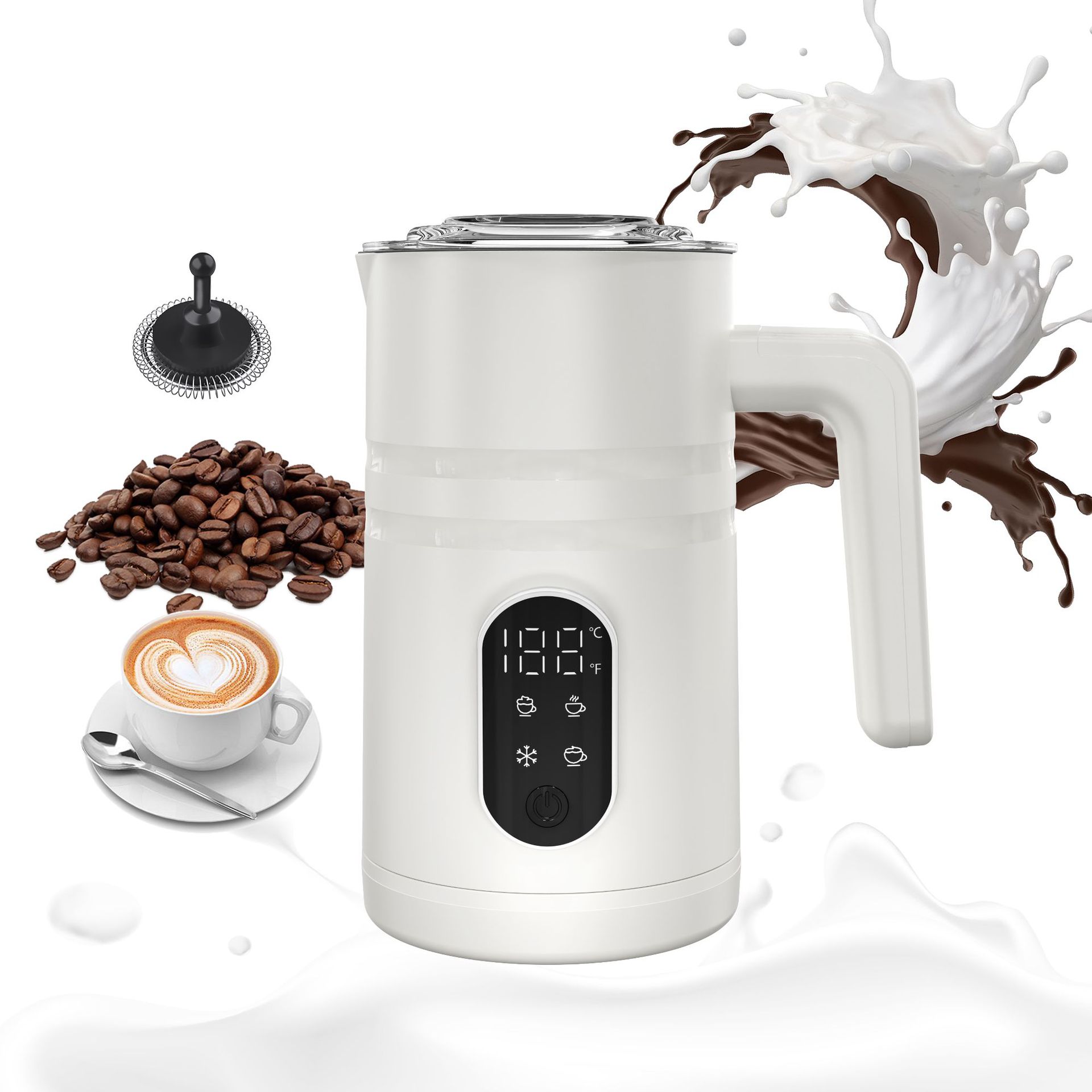 Milkfrother Cross-Border Household Temperature Display Milk Frother Milk Heating Aerator Magnetic Suspension New Model 2025