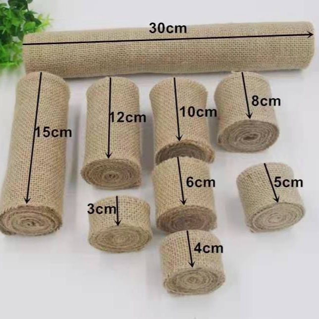 Burlap Rolled Linen Webbing Jute Cloth Strip Jute Fabric Christmas Wedding Table Flag Chair Back Linen Roll