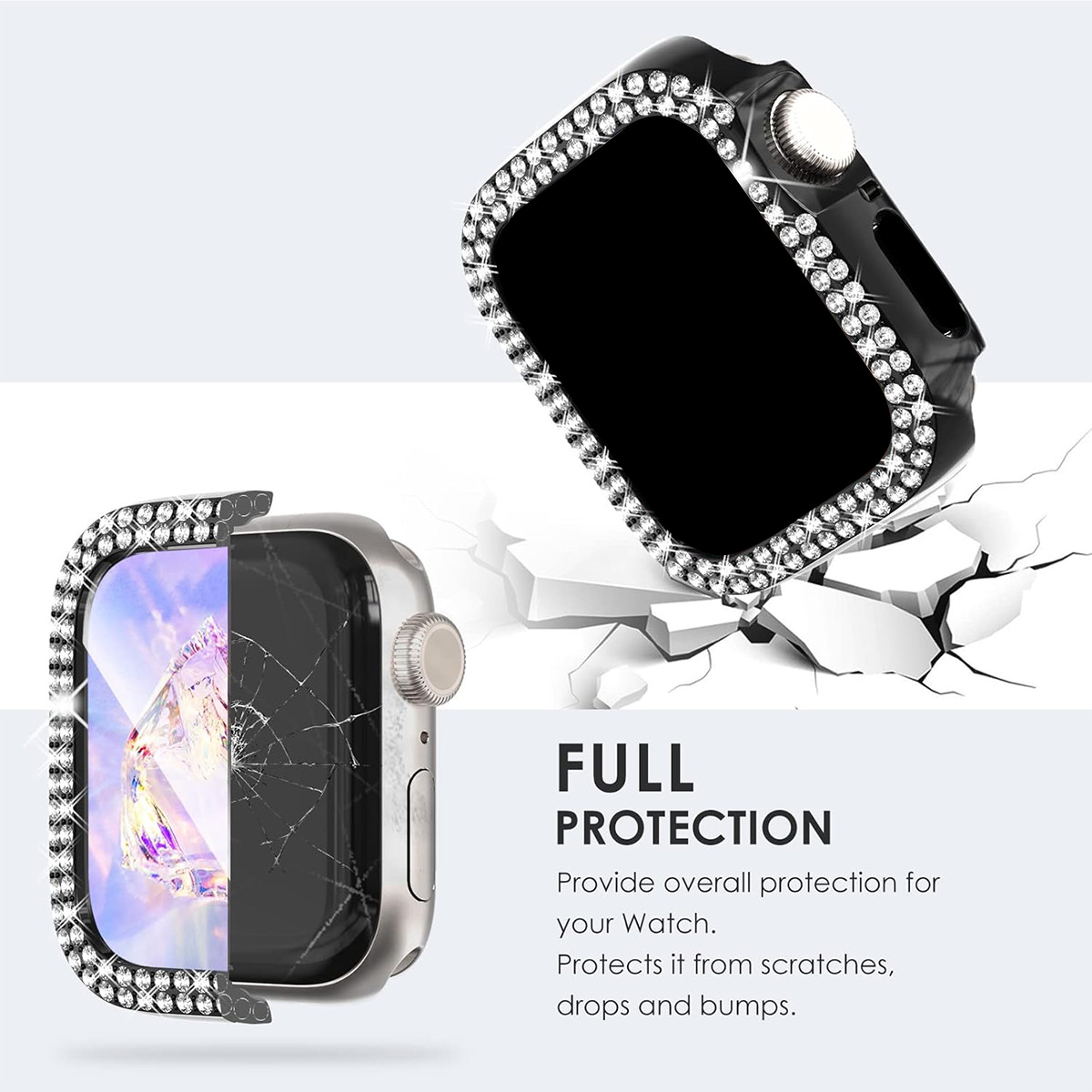 For Apple 10 Generation Watch Case PC Double Row Diamond Apple X Protective Case Apple watch10 Diamond Case