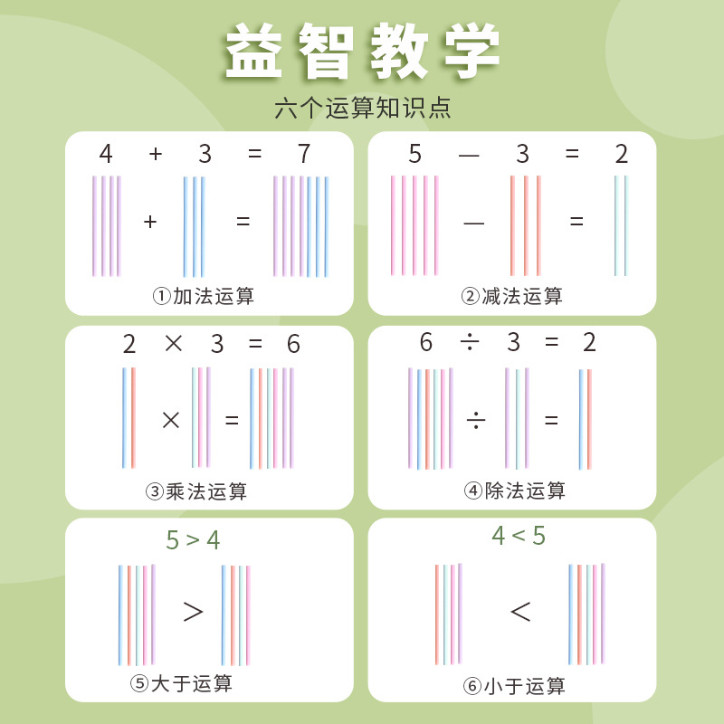 Counting Stick Children's Solid Bold Counting Stick Color Plastic Counting Stick Math Stick Arithmetic Stick Arithmetic Stick