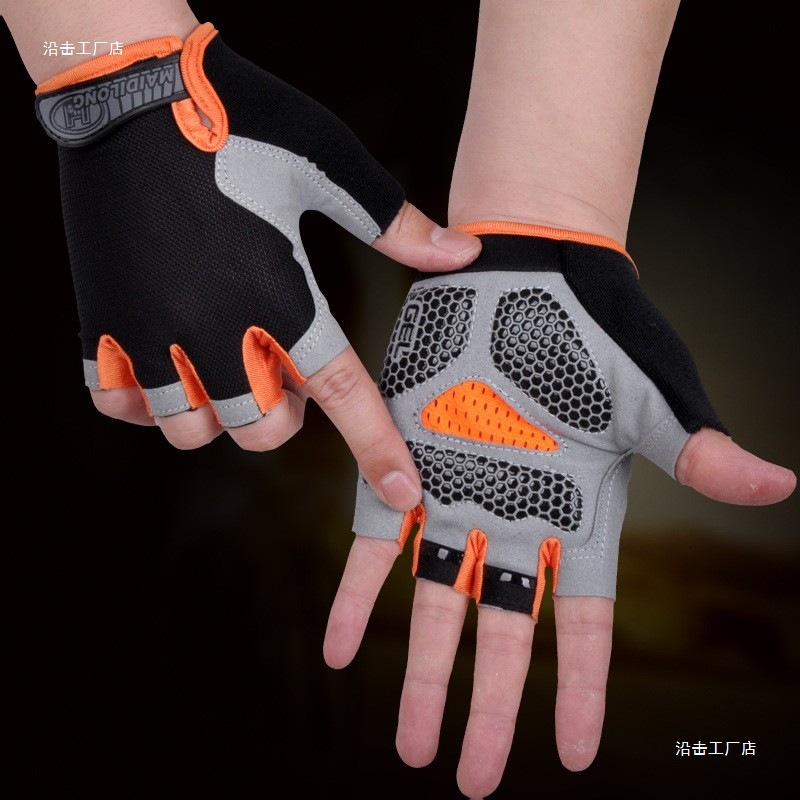 Cycling Half-Finger Gloves Spring and Summer Men's and Women's Mountain Bike Sports Short-Finger Non-Slip Shock-Absorbing Breathable Fitness Quick-Drying