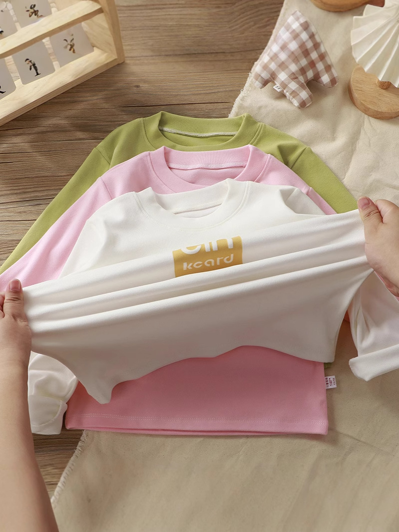 Children's New Loose Round Neck Long-Sleeve Thermal Base Shirt, Loose Stretchy Girls' Long-Sleeve Boys' Top