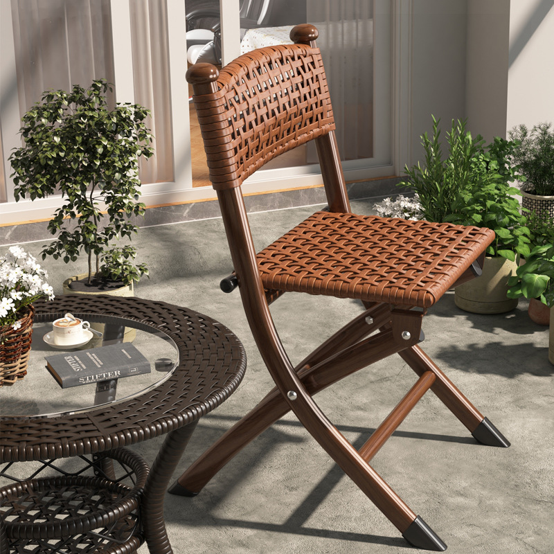 Ротанговый стул с подлокотниками, простой ротанговый стул, плетеный складной стул, трехкомпонентный набор, домашний повседневный плетеный стол и стулья