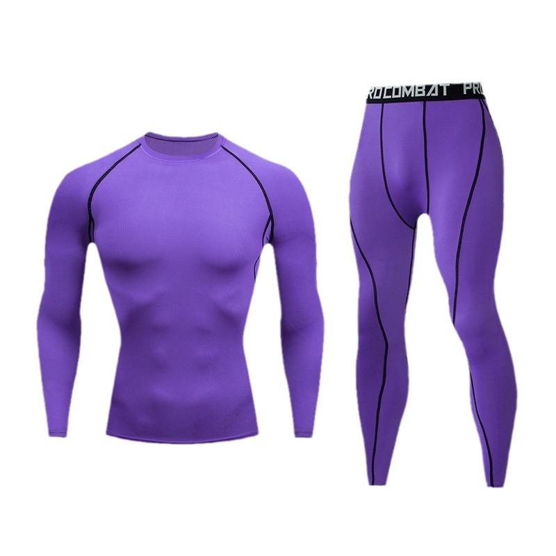 Colorful Long-Sleeved Suit Tight-Fitting Breathable Quick-Drying Sportswear Basketball Cycling Fitness Clothing Running Sportswear Suit for Men