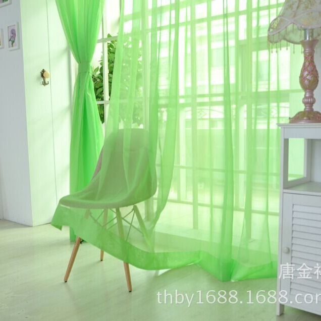 Cross-Border Amazon Foreign Trade Solid Color Wedding Curtains Punch-Free Glass Gauze Curtains Translucent Curtains Finished Products Wholesale