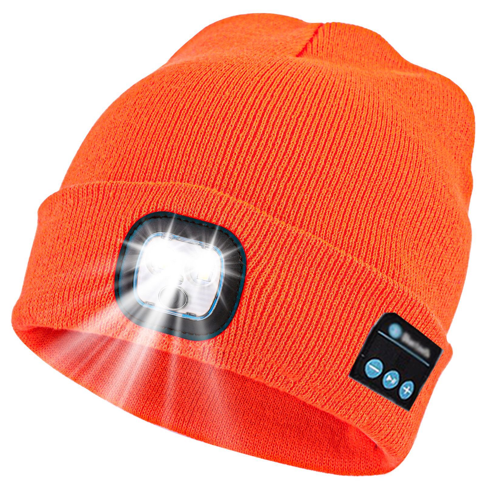 Rechargeable Bluetooth headset LED light knitted hat LED luminous outdoor Bluetooth headset lamp cap