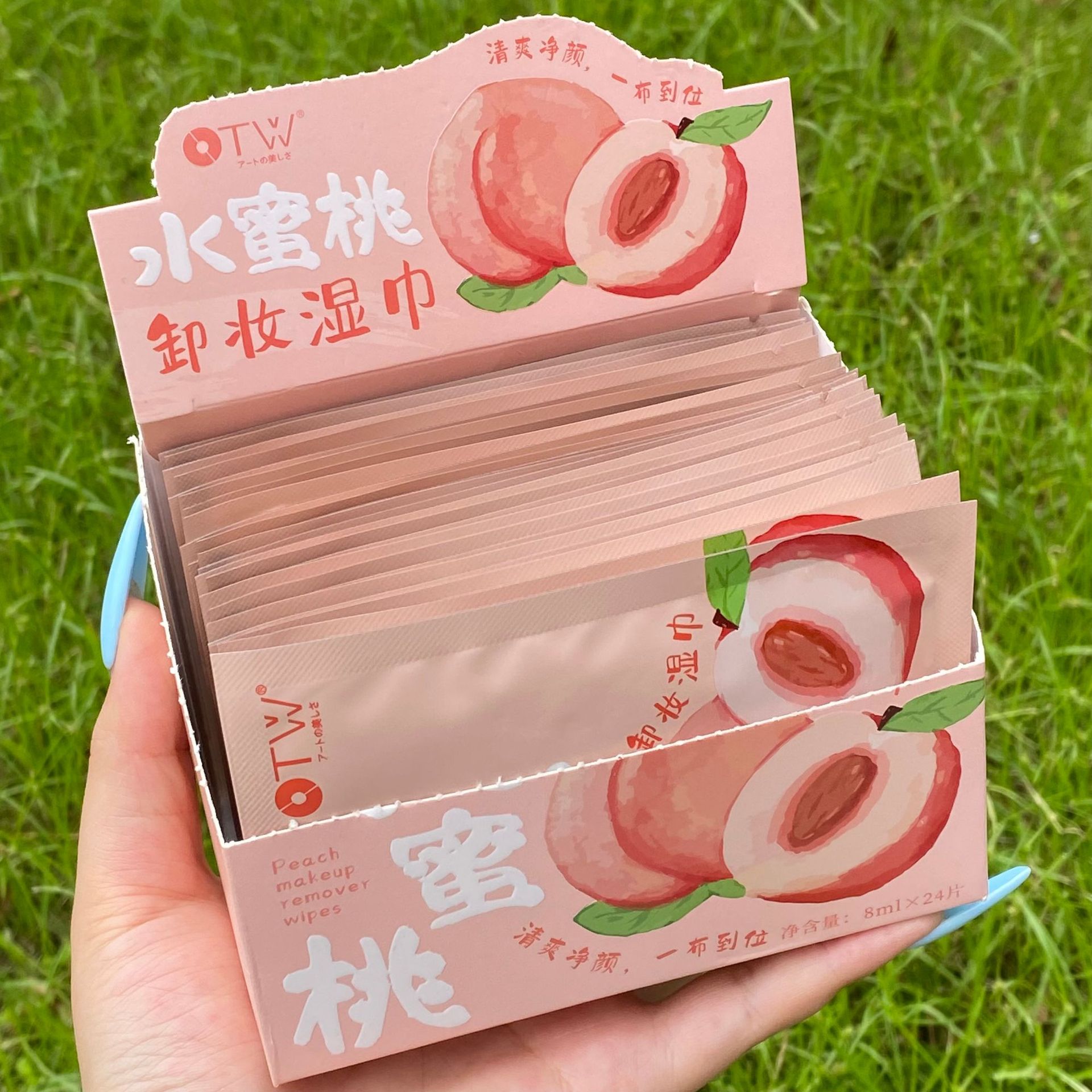 Влажные салфетки для снятия макияжа Otw 24 штуки персиковые независимые одноразовые мягкие очищающие салфетки для лица и глаз